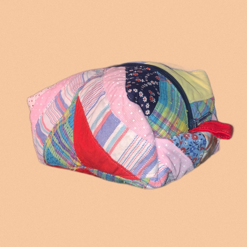 Handmade Vintage Quilt Toiletry Bag | Large Patchwork‎ Makeup Bag